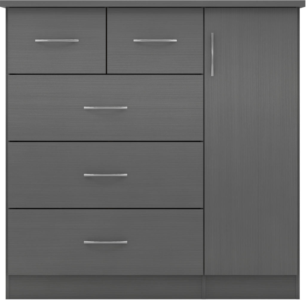 Nevada-5-drawer-low-wardrobe-3D-effect-grey-front