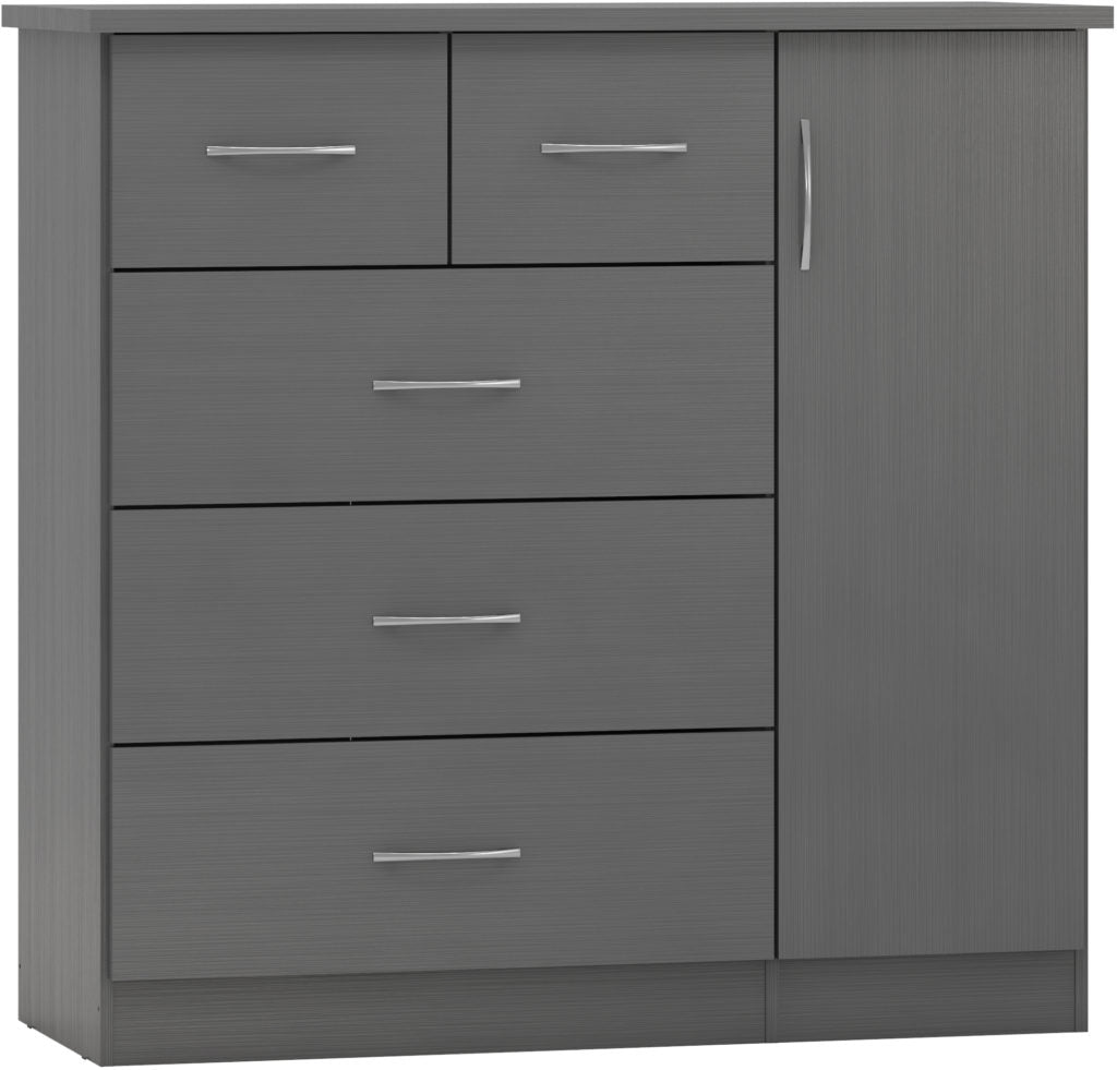 Nevada-5-drawer-low-wardrobe-3D-effect-grey