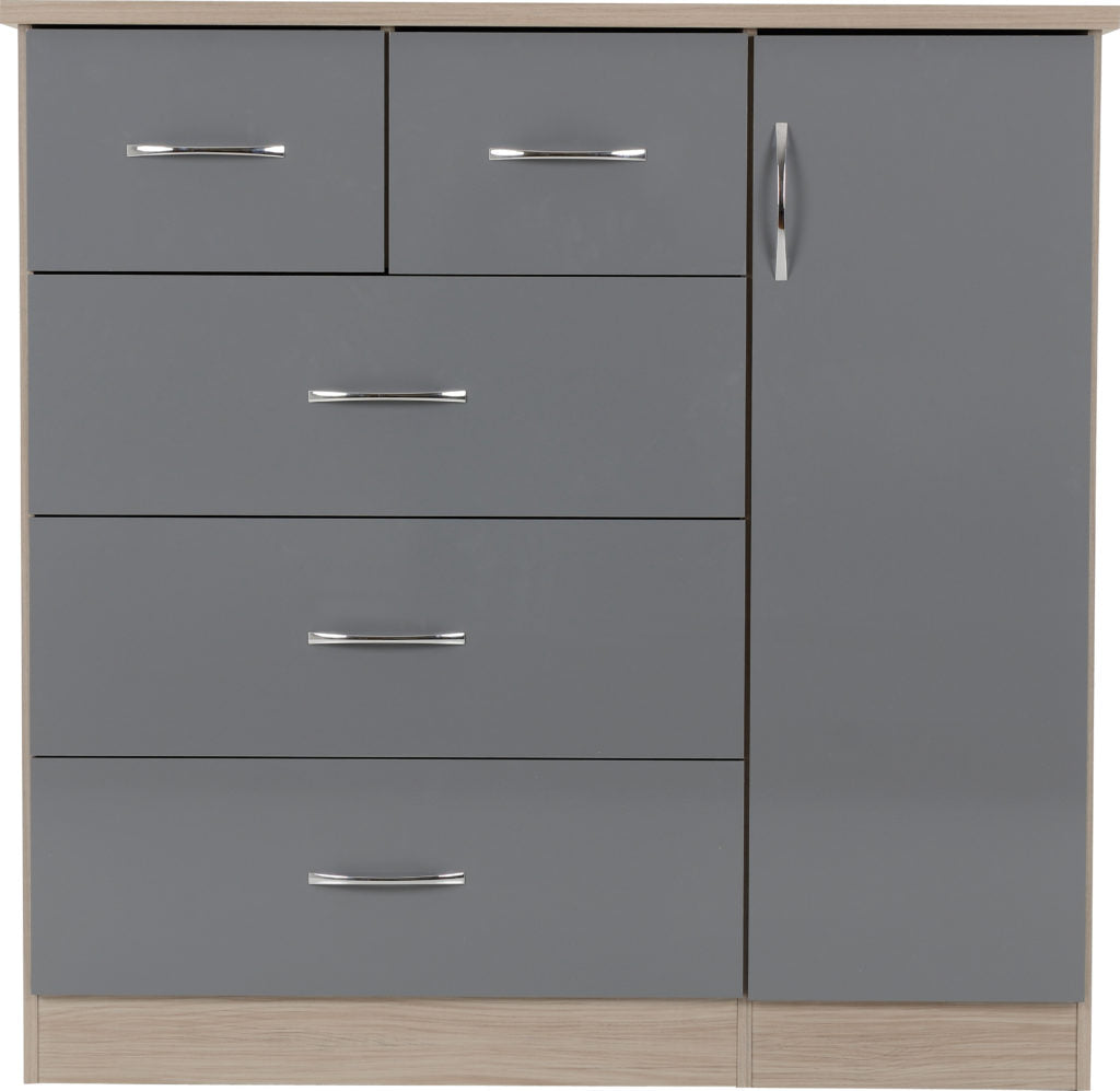 Nevada-5-drawer-low-wardrobe-grey-oak-front