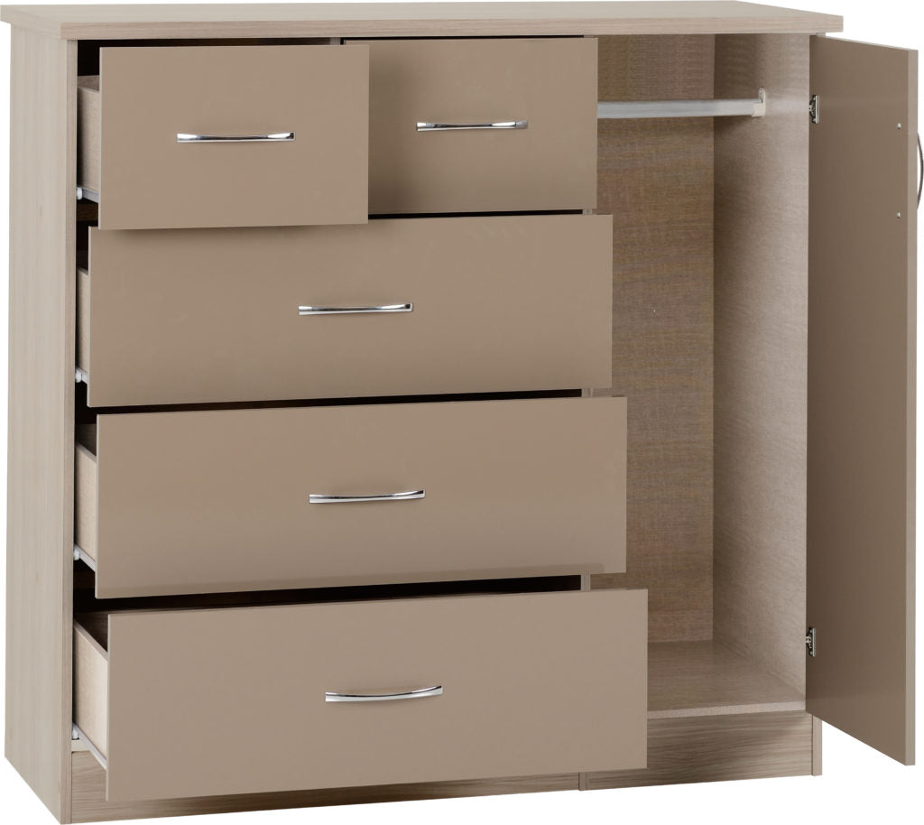 Nevada-5-drawer-low-wardrobe-oyster-oak-open