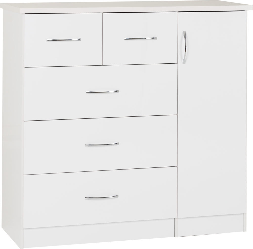 Nevada-5-drawer-low-wardrobe-white