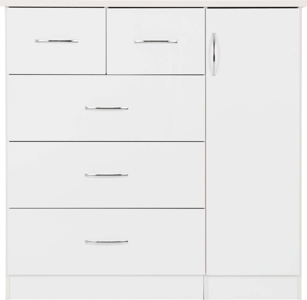 Nevada-5-drawer-low-wardrobe-white-front