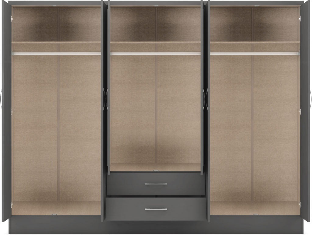 Nevada-6-door-wardrobe-oak-grey-open