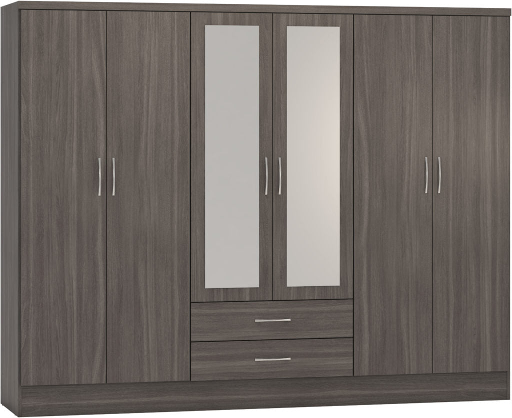 Nevada-6-door-wardrobe-black-wood-grain