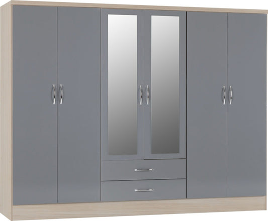 Nevada-6-door-wardrobe-oak-grey