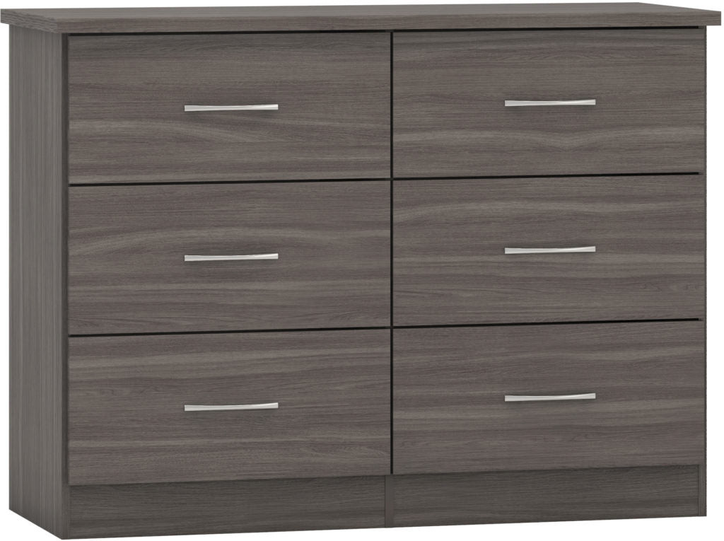 Nevada-6-drawer-chest-black-wood-grain