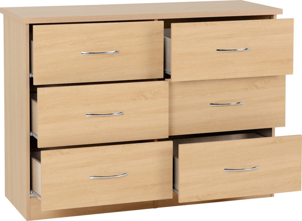 Nevada-6-drawer-chest-sonoma-oak-open