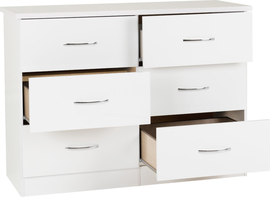 Nevada-6-drawer-chest-white-open