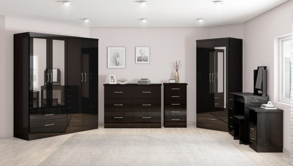 Nevada-4-door-wardrobe-black-room-set