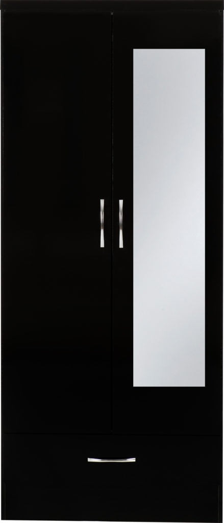 Nevada-mirrored-2-door-wardrobe-black-front