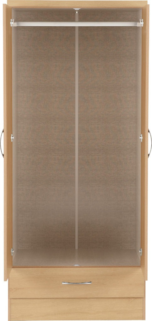 Nevada-mirrored-2-door-wardrobe-sonoma-oak-open