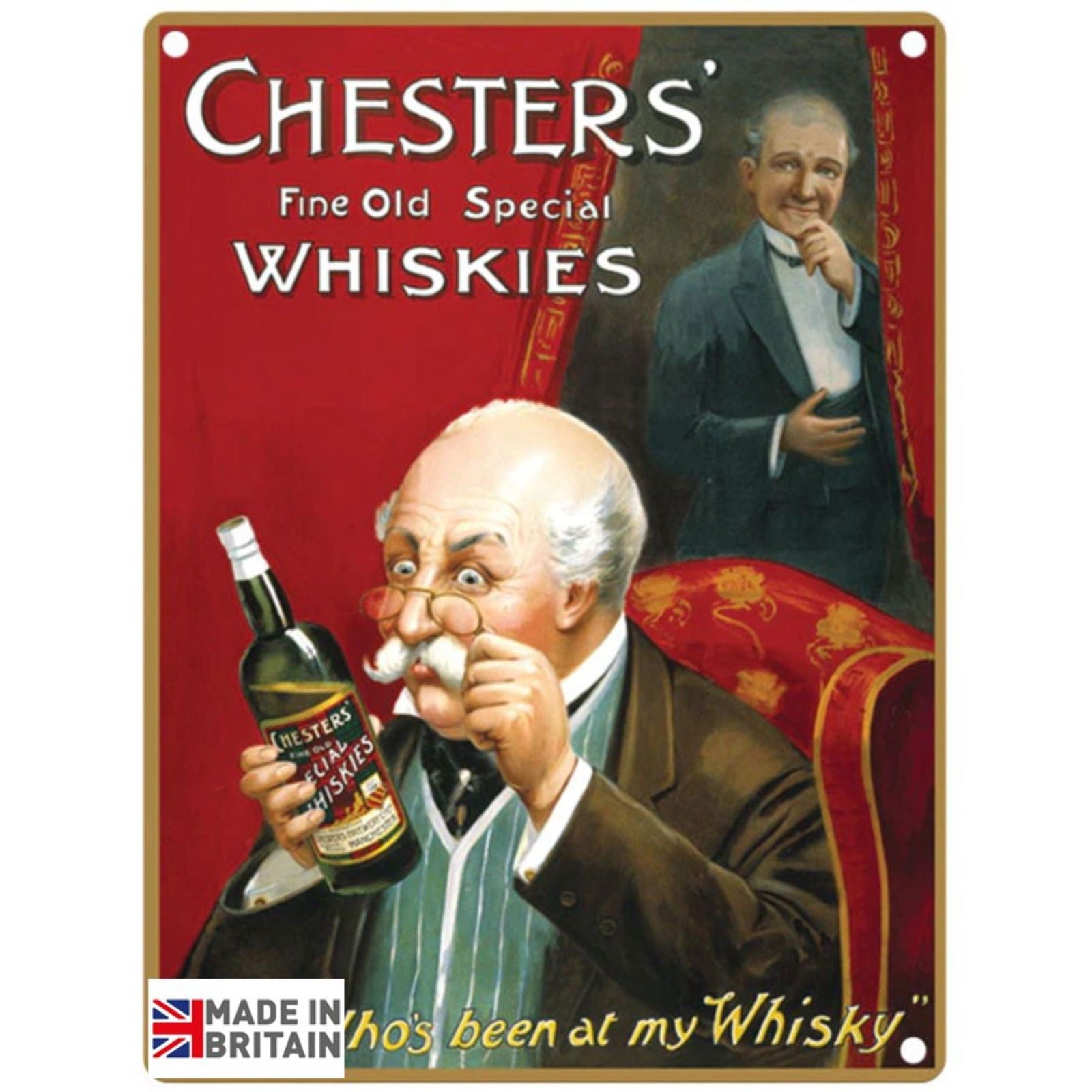 Large Metal Sign 60 x 49.5cm Vintage Retro Chesters' Whiskey