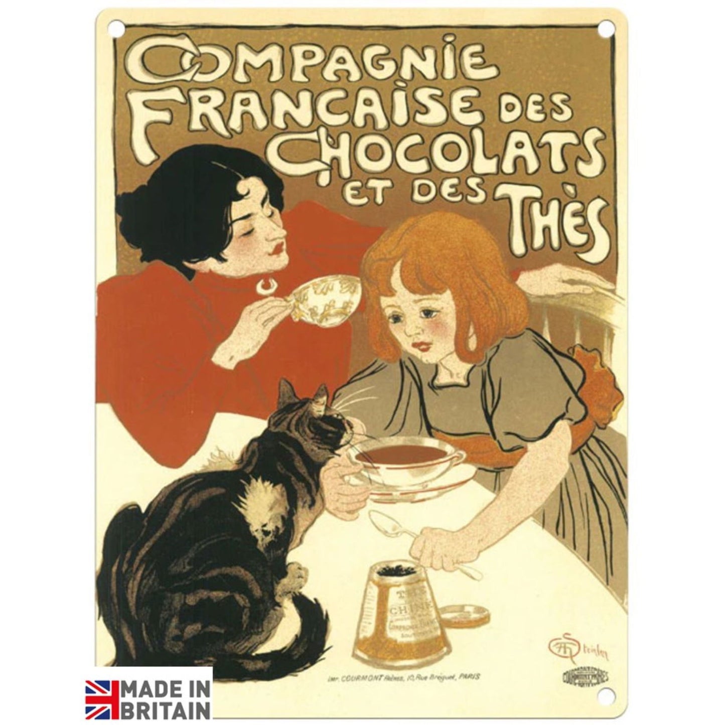 Small Metal Sign 45 x 37.5cm Vintage Retro Compagnie Francaise Chocolats