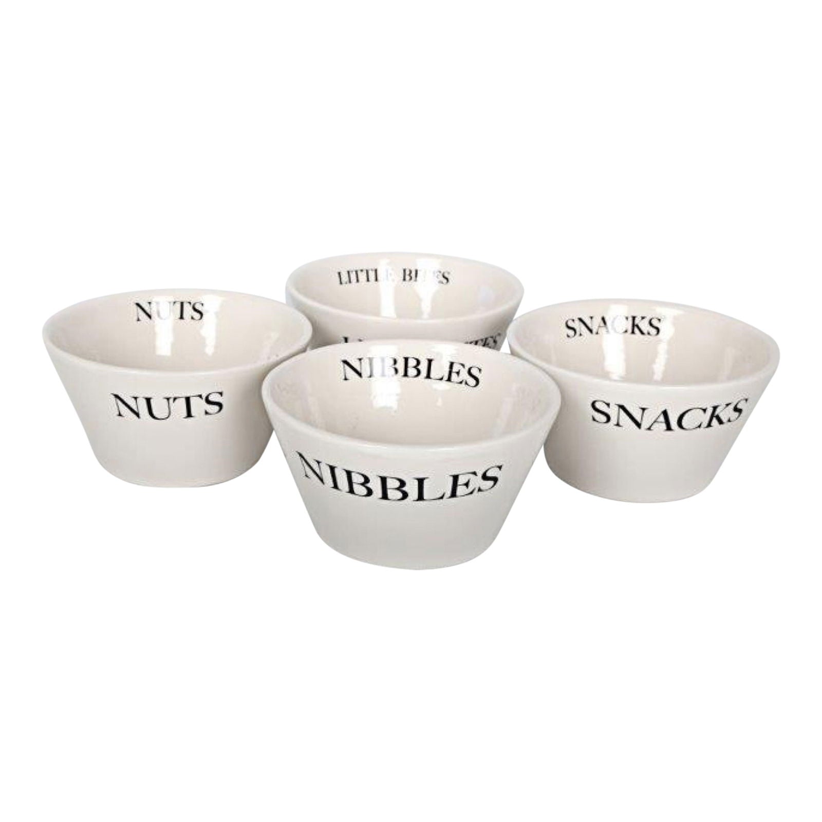 Set of 4 Ceramic Round Snack Bowls