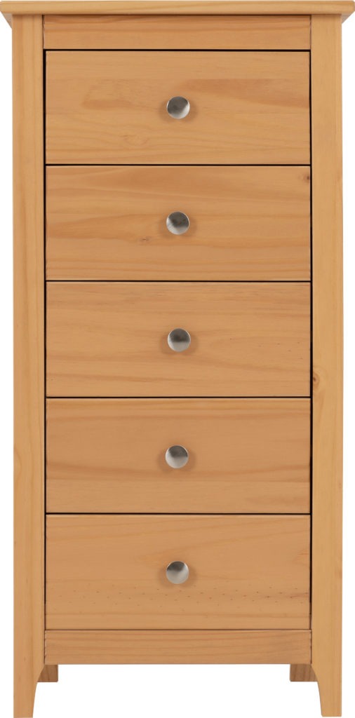 Oslo-5-drawer-narrow-chest-front