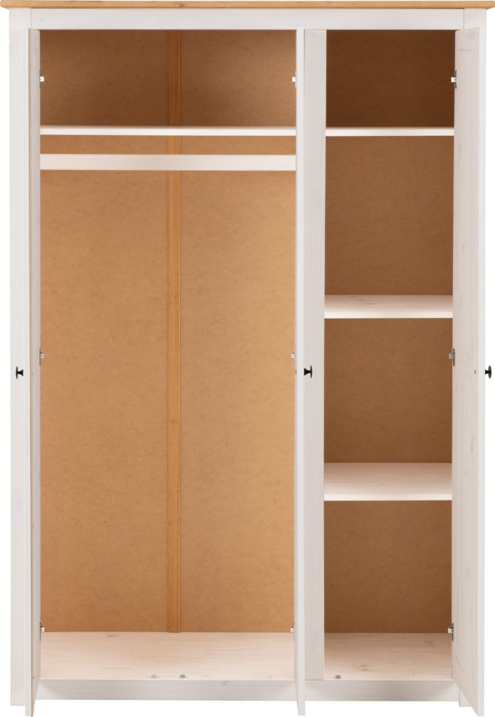 Panama-3-door-wardrobe-white-wax-open