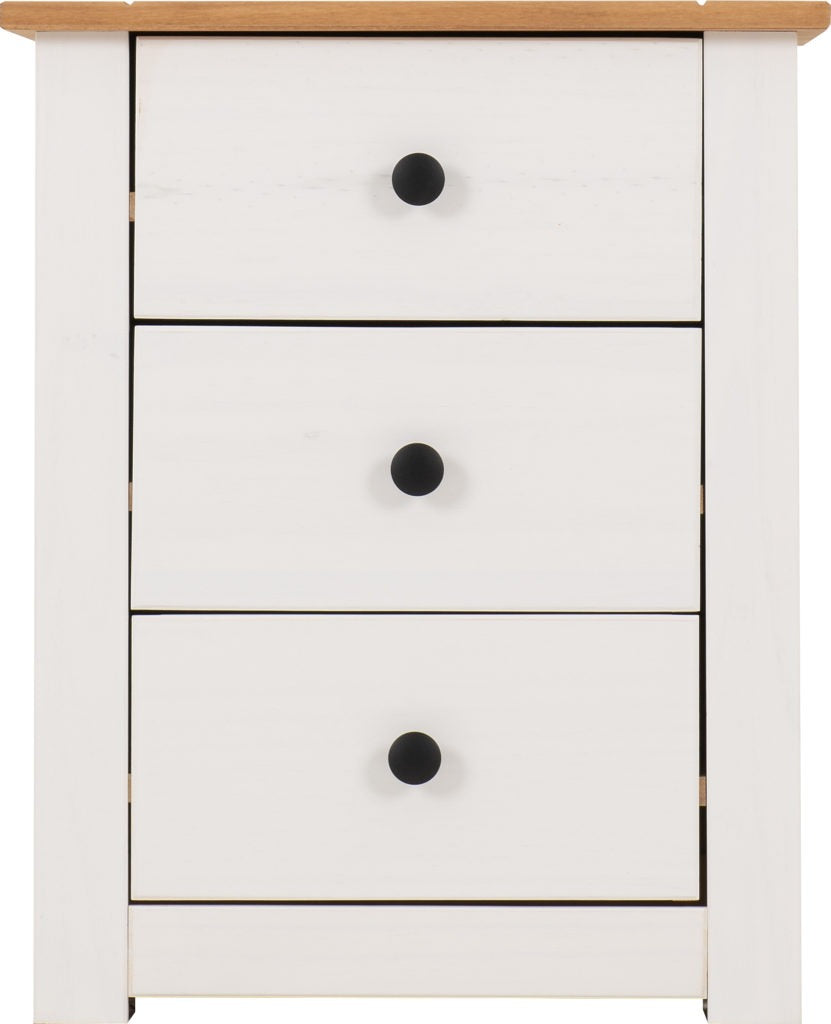 Panama-3-drawer-bedside-white-wax-front