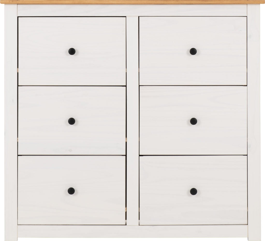 Panama-6-drawer-chest-white-wax-front