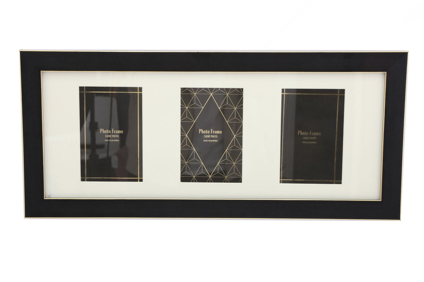 Black And Gold Triple Photo Frame 4x6"