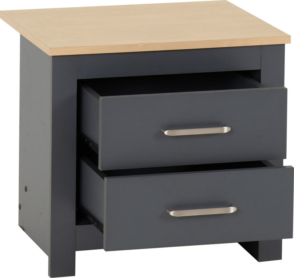 Portland-2-drawer-bedside-open-grey