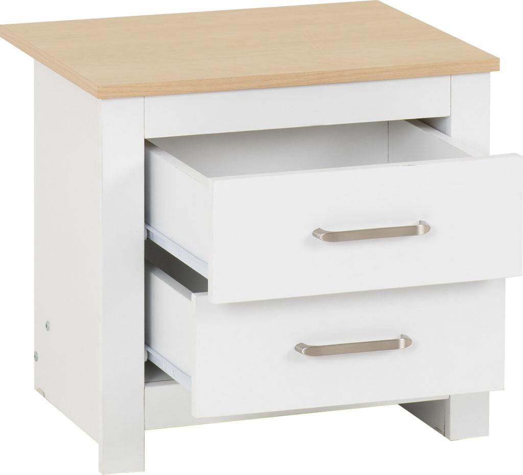 Portland-2-drawer-bedside-open-white