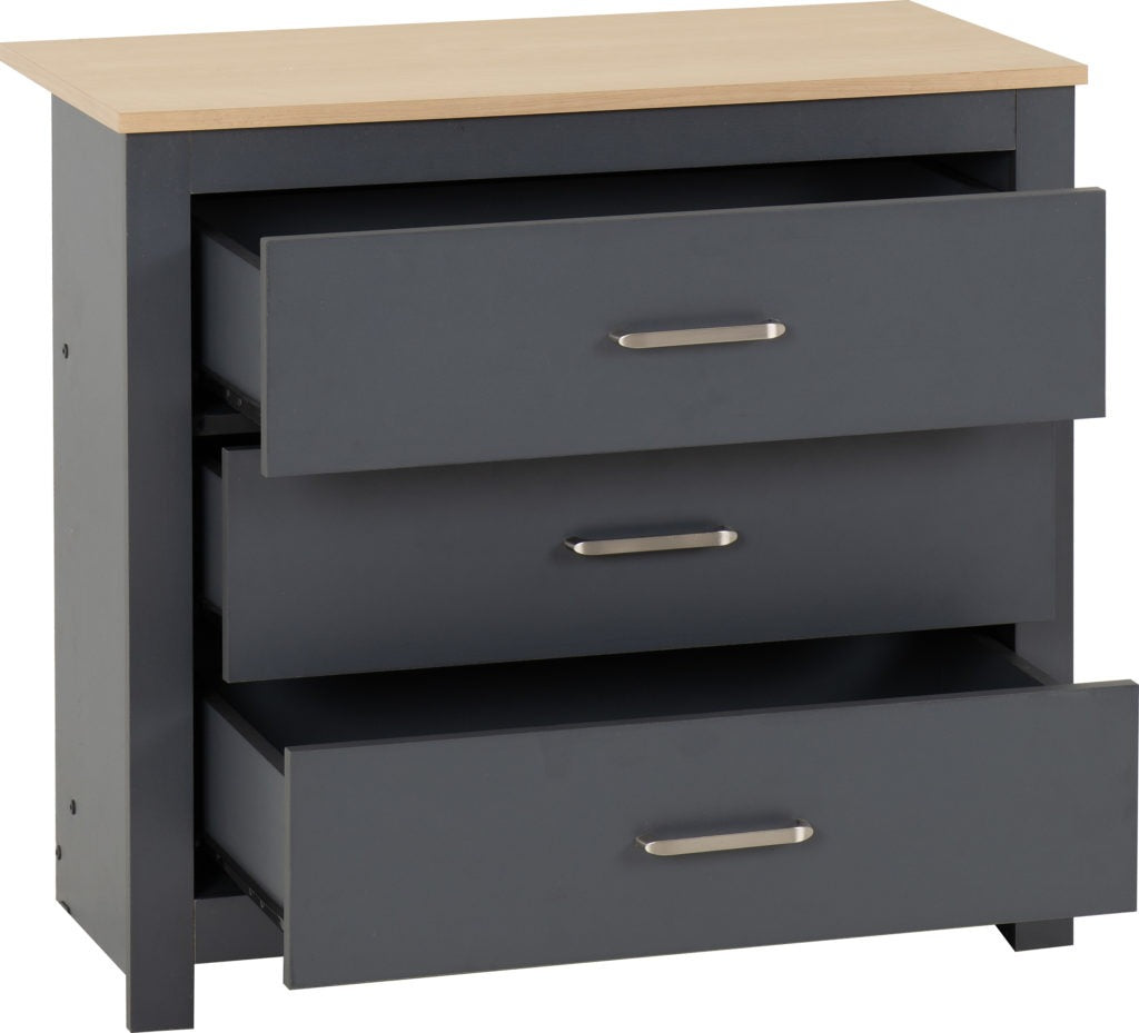 Portland-3-drawer-chest-open-grey