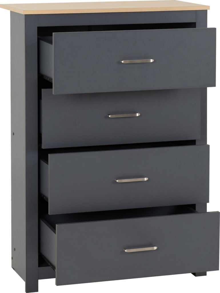 Portland-4-drawer-chest-grey-open