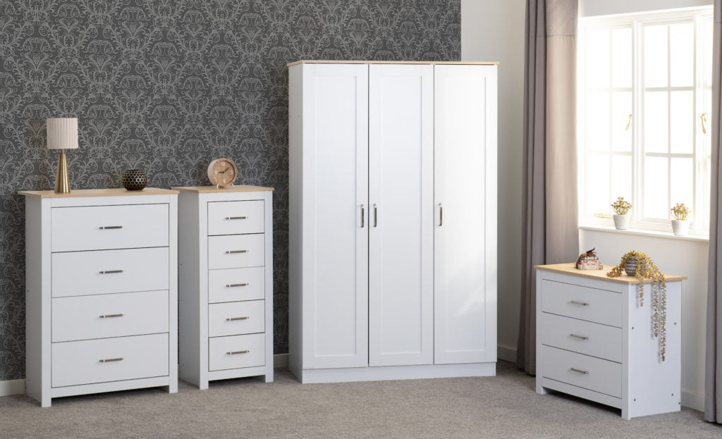 Portland-5-drawer-narrow-chest-white-room-set