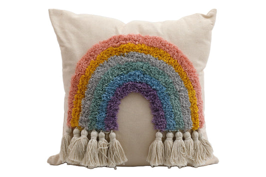 Rainbow Tassel Square Scatter Cushion