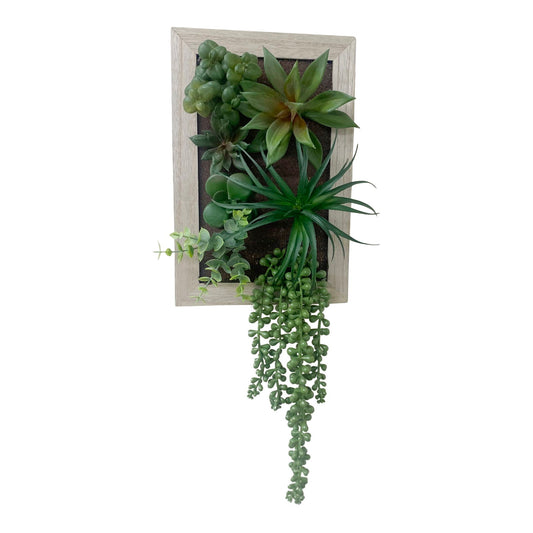 Artificial Succulents In Wooden Frame