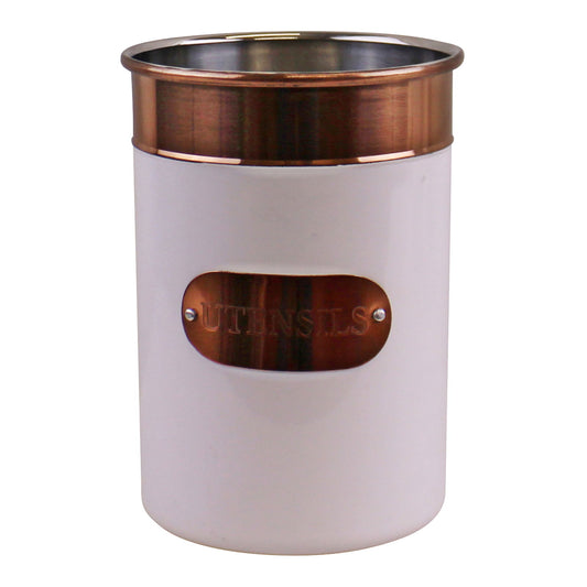 Utensils Holder, Copper & White Metal Design