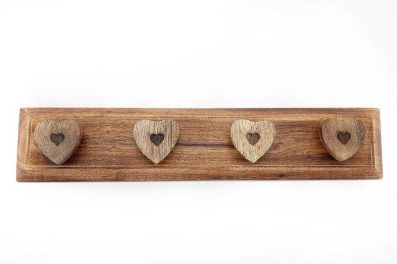 Mango Wood Heart 4 Coat Hooks