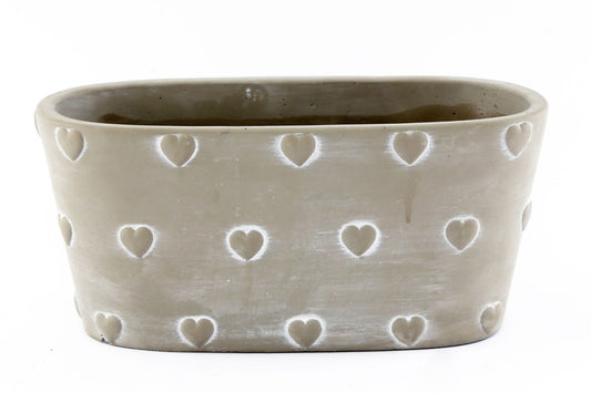 Grey Stone Hearts Planter Rectangular