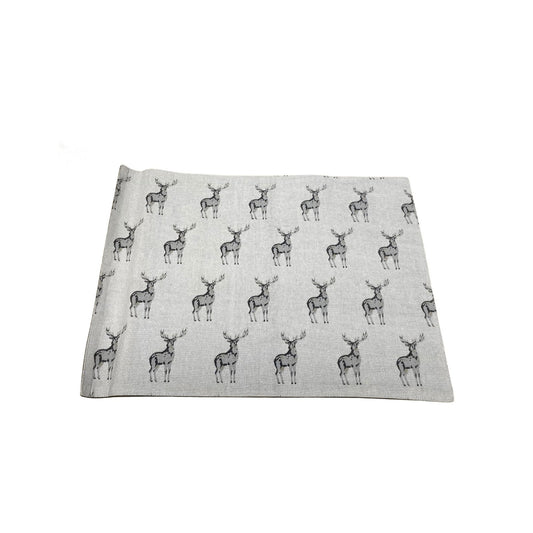 Set of 2 Grey Stag Print Fabric Place Mats