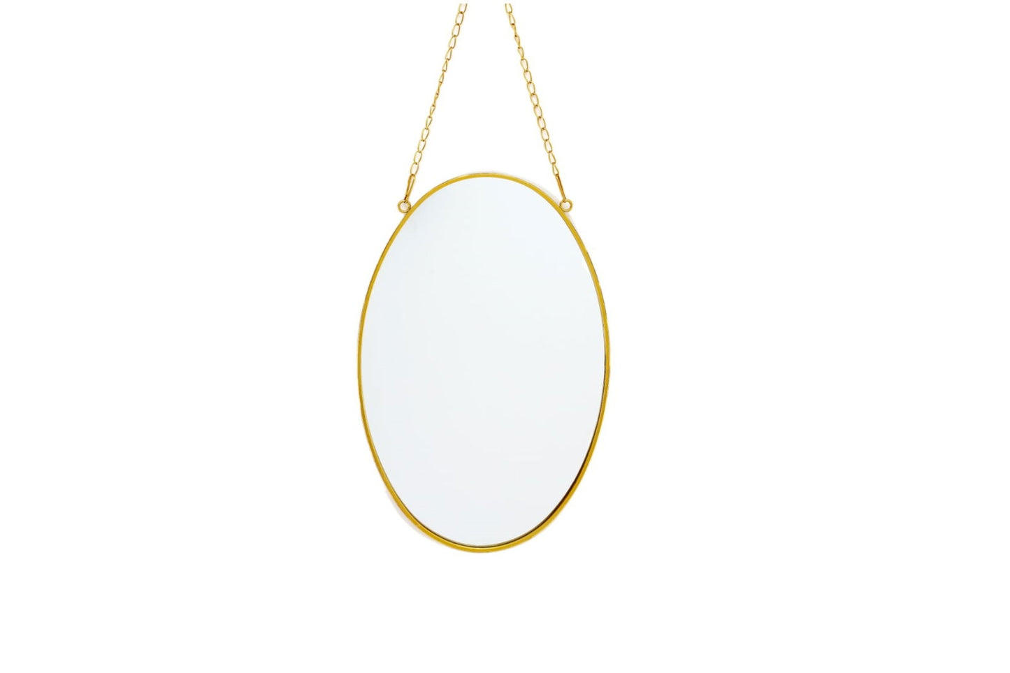 Gold Hanging Oval Mirror