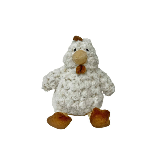 Curled Fur Fabric Brown Chicken Doorstop 