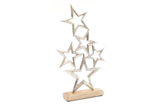 Stars On Wooden Base Ornament 40cm