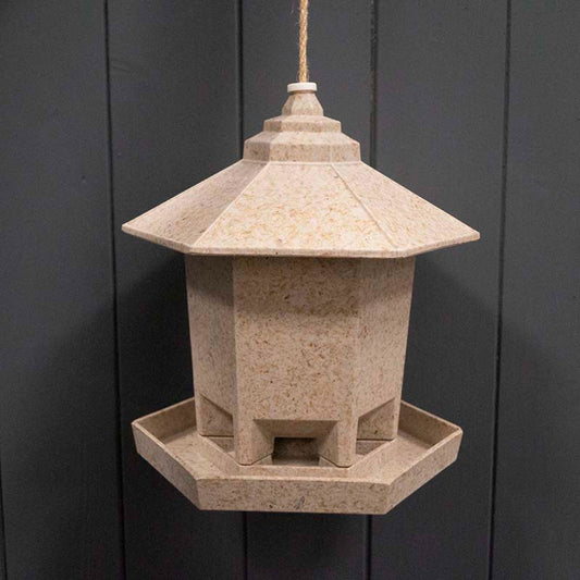 Earthy Deluxe Hexagonal Bird Feeder - Chaff (21.6cm)