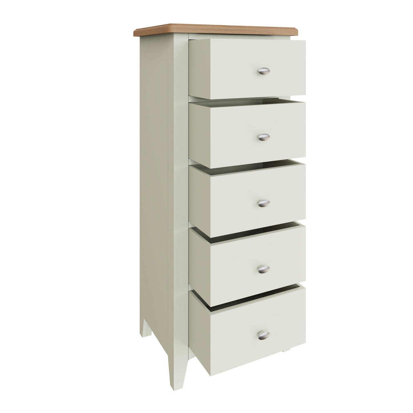 White & Oak Narrow Chest of Drawers