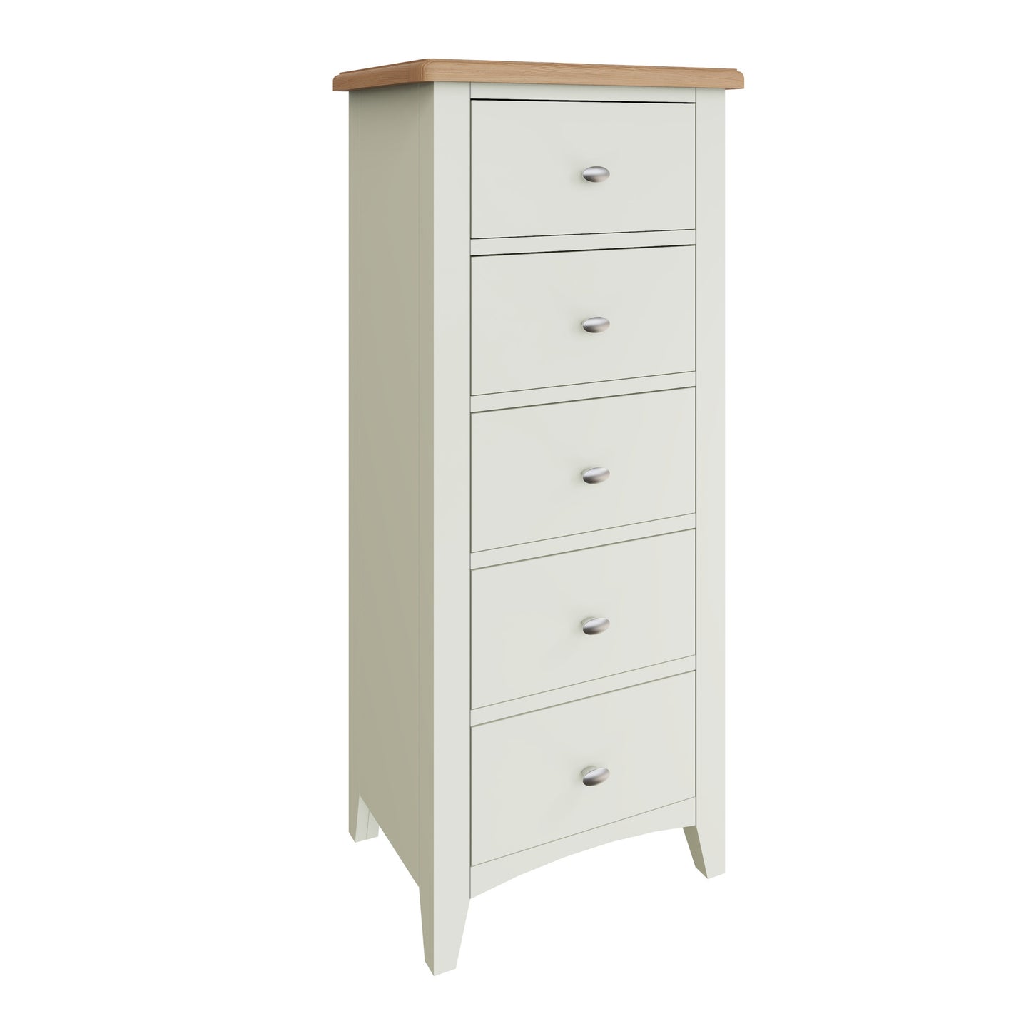 White & Oak Narrow Chest of Drawers