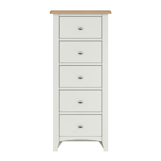 White & Oak Narrow Chest of Drawers