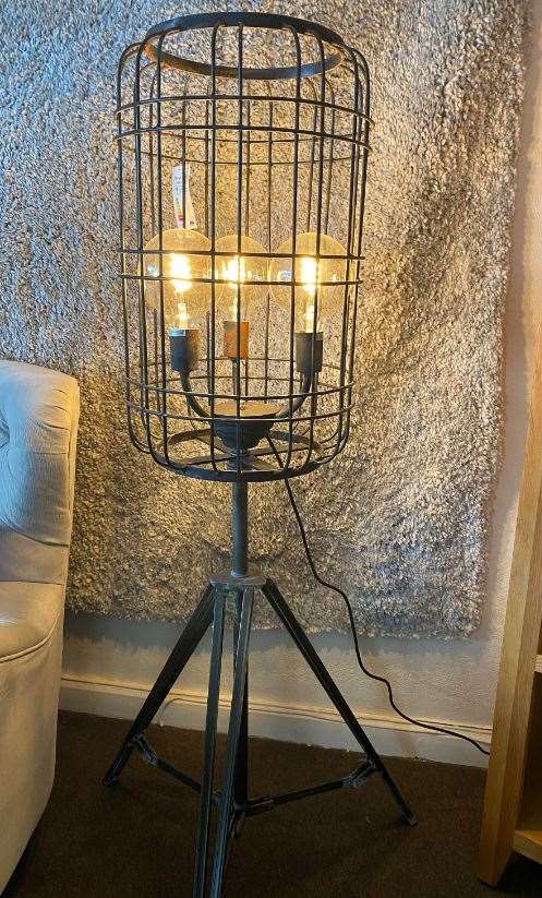 Black & Rusty Metal Caged Floor Lamp