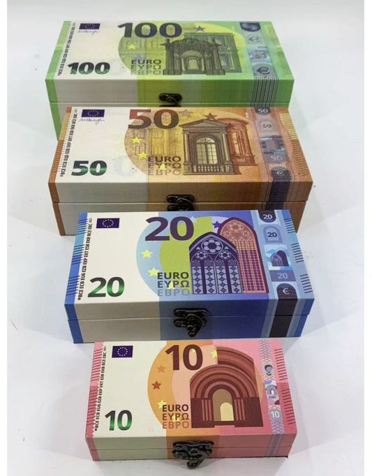 Set of 4 Storage Boxes Euro Notes