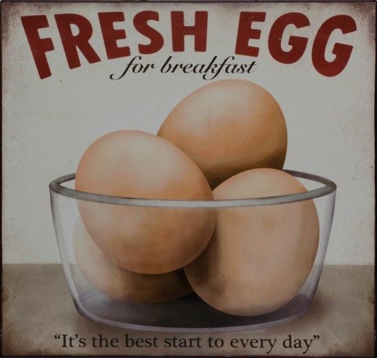 Metal Tin Plaque Fresh Egg