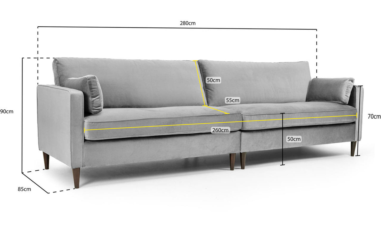 Munich 4 Seater Sofa Grey