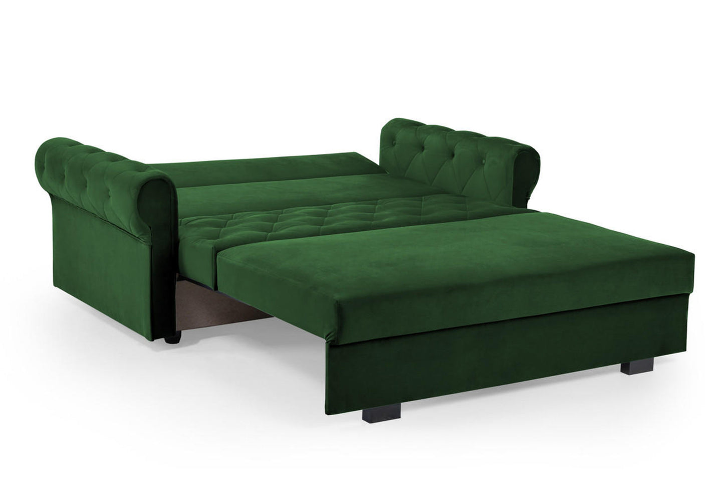 Rosalind-2-seater-sofa-bed-green-open