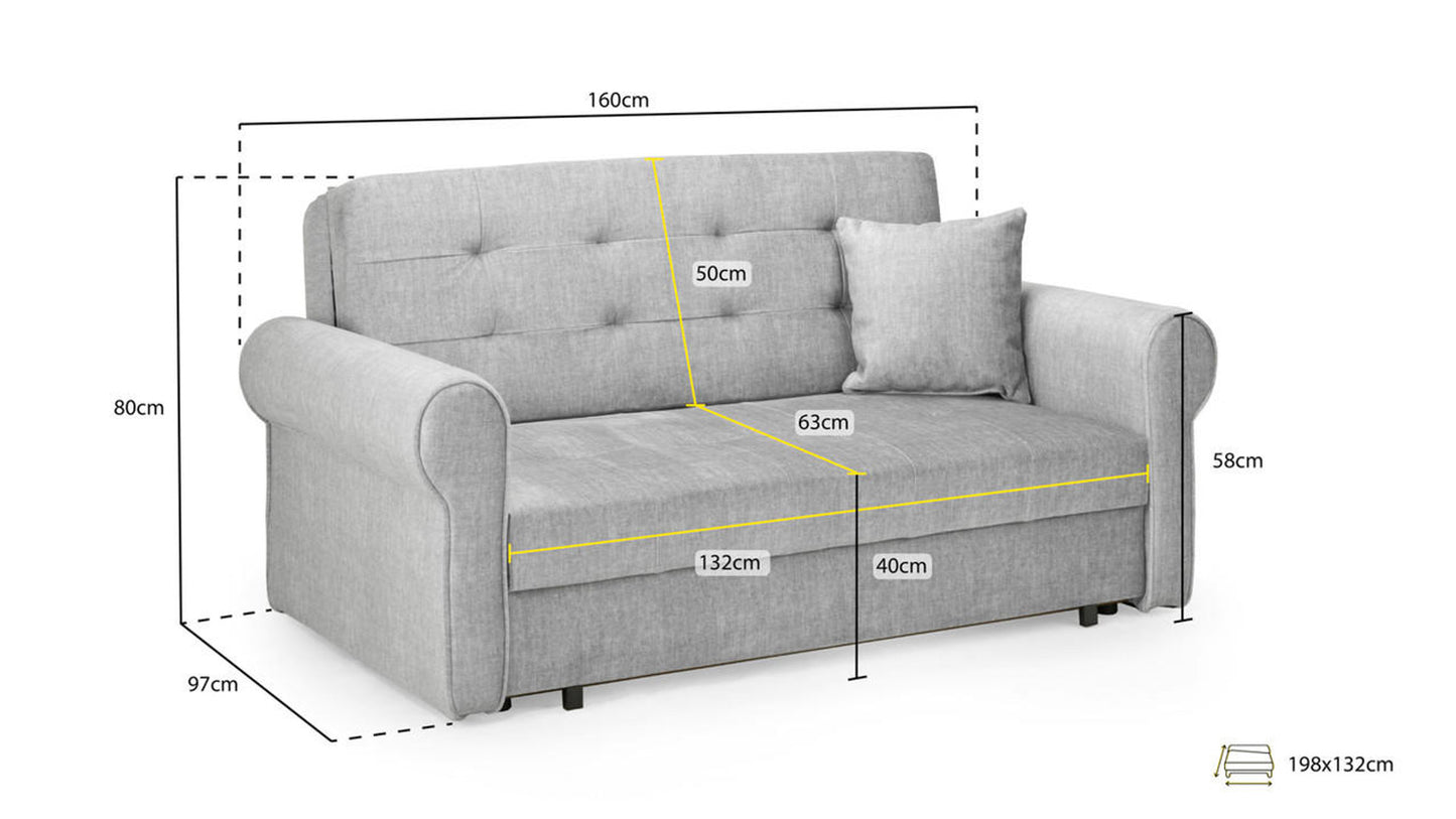 Sorrel 2 Seater Sofa Bed Grey