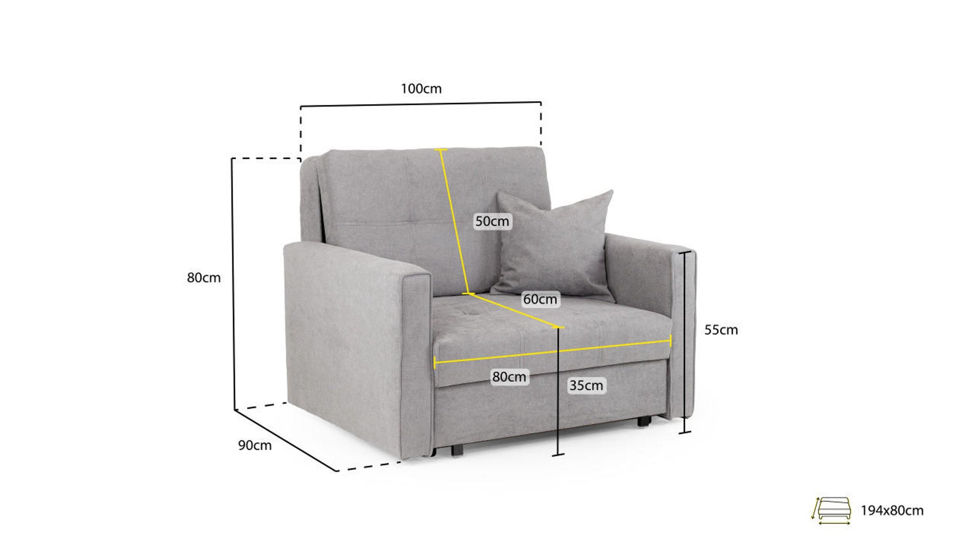 viva-chair-bed-grey-dimensions