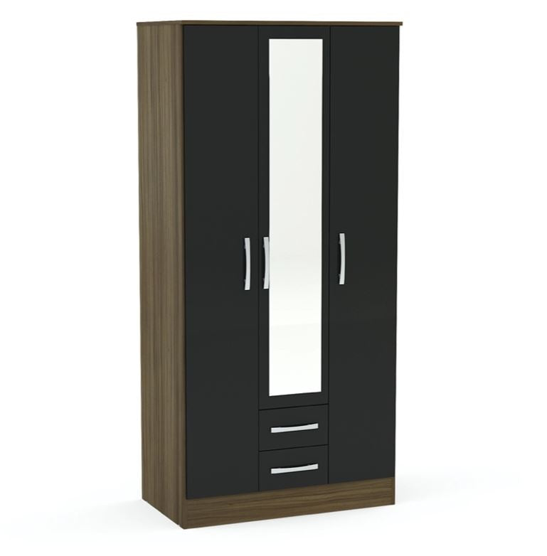 Lynx-wardrobe-walnut-black-gloss