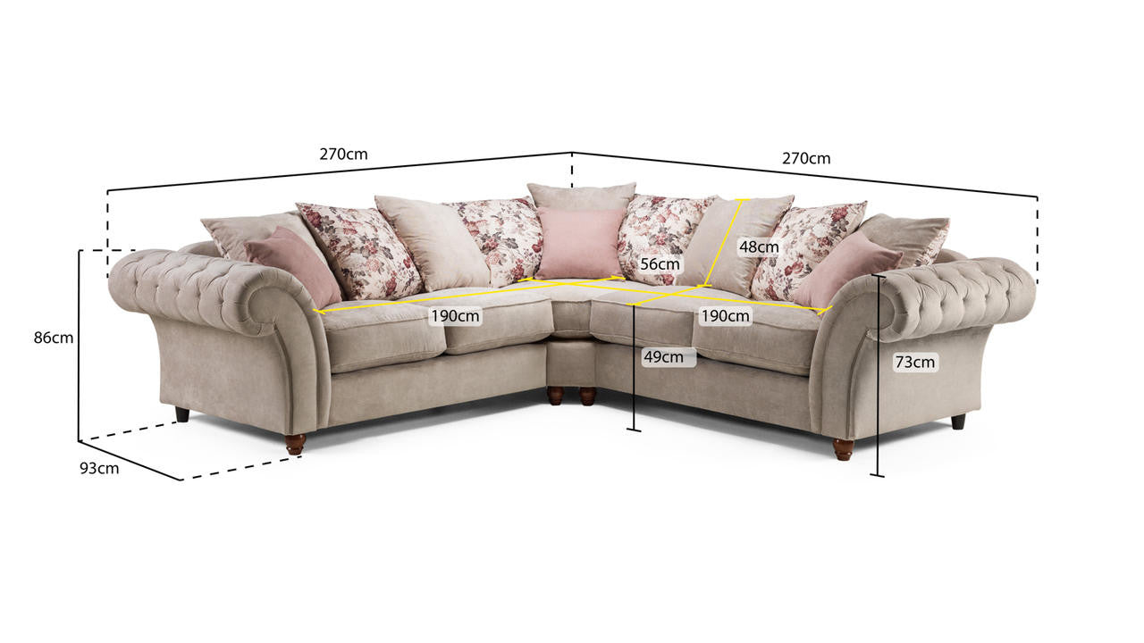 Roma Chesterfield Beige Large Corner Sofa